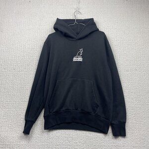 Y2K Kangol Men Size M Black Hoodie Sweatshirt Embroidered Center Logo Read